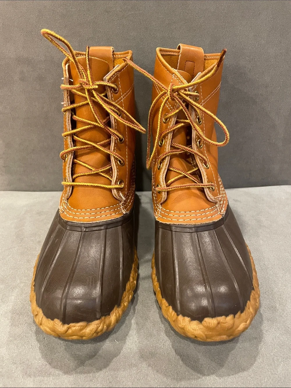 Vintage LL Bean Duck Boots Sz 8 Dark Brown Leather Waterproof Made in USA 1980’s